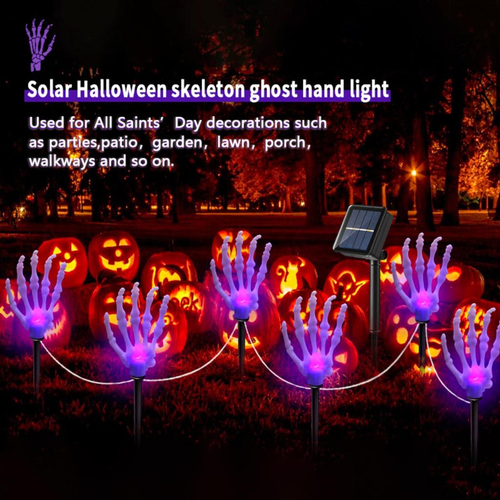 Halloween LED Luminous Ghost Hand Solar Skeleton Hand Ground Plug Light Garden Atmosphere Decoration Props