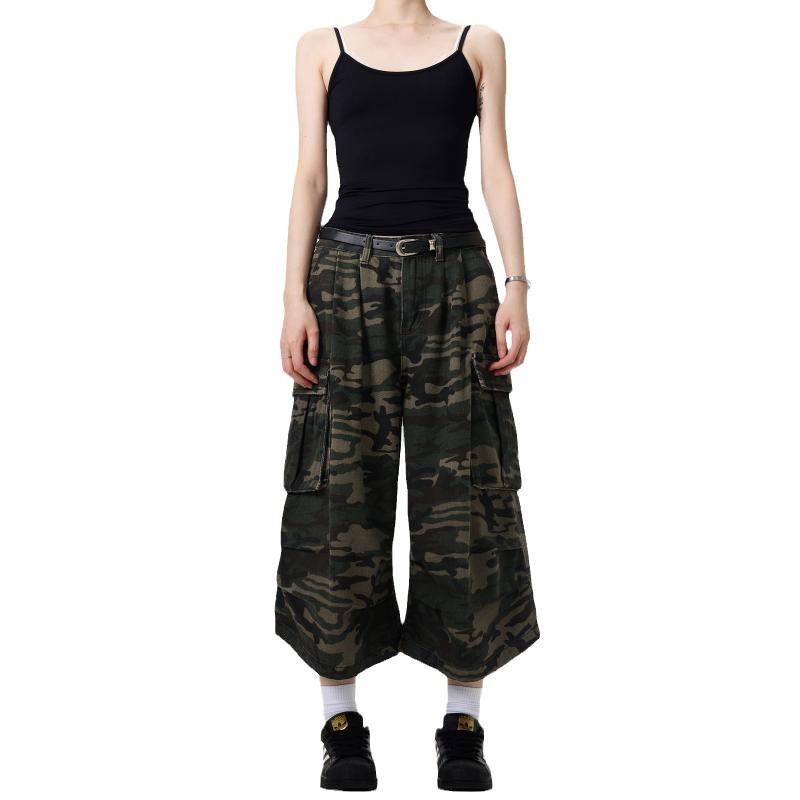 Women's Retro Camouflage High-Waist Capri Jeans - Slimming, Versatile, Loose Fit