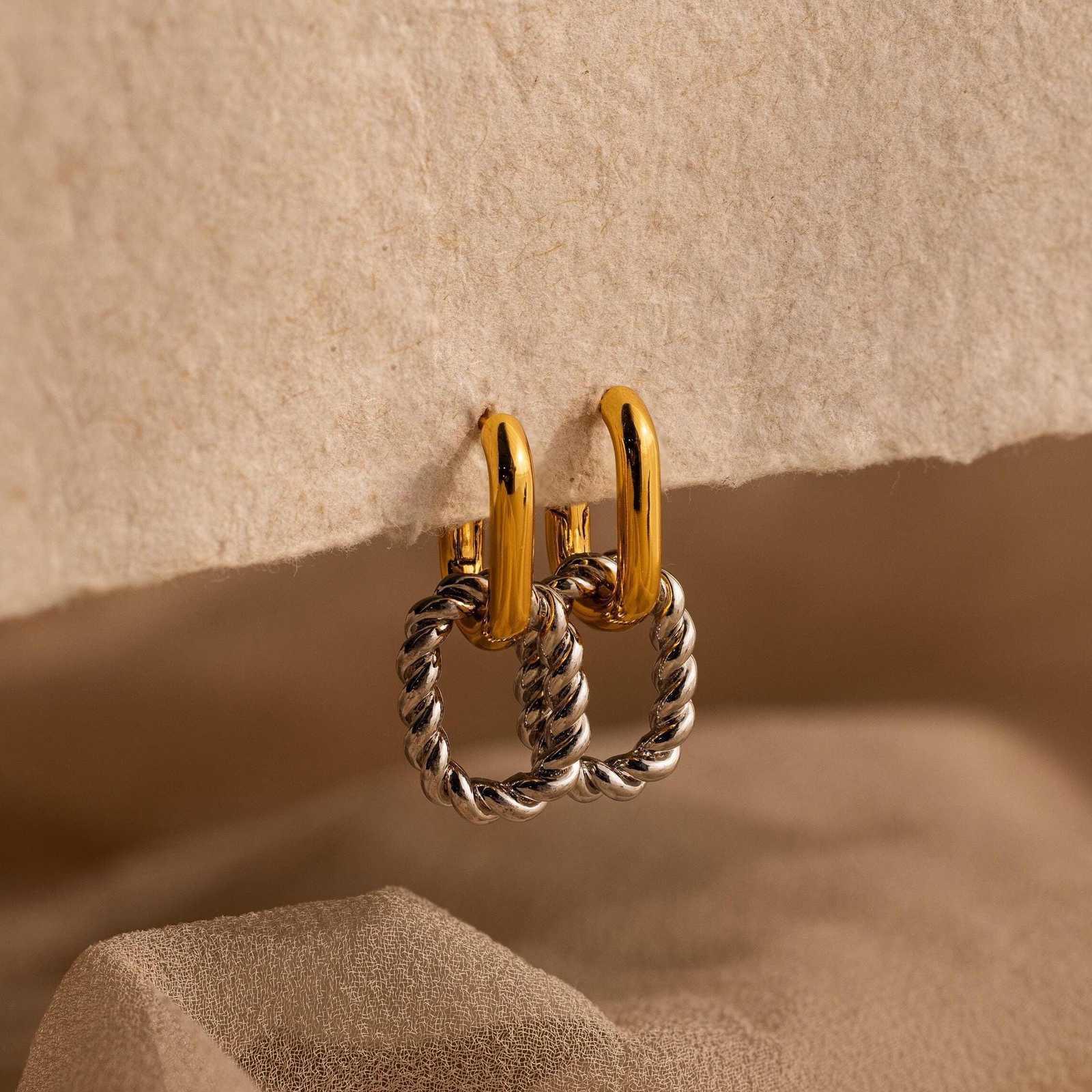 European & American Oval Retro Color-preserving Earrings золотой