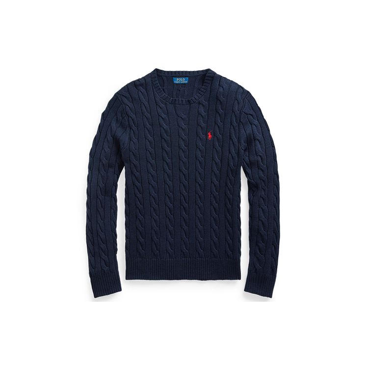 Polo Ralph Lauren Micro Logo Casual Cable Knit Cotton Sweater Men Sweater Blue MNPOSWE16820218-400