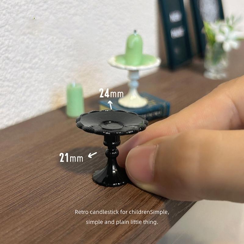 Miniature Candlestick Dessert Cake Stand For Dollhouses Accessories Alloy Construction Kids Role Play
