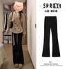 Womens High-Waisted Flared Trousers Slim Fit Black Wide-Leg Pants 2026