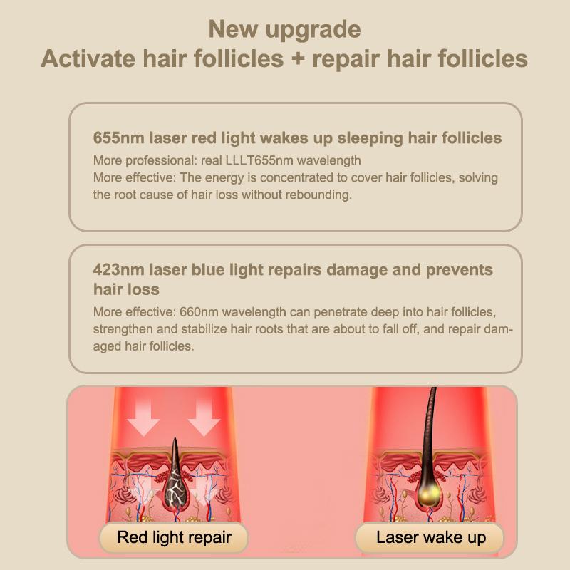 Electric Scalp Massage Comb Red Blue Led Light Therapy Ems Vibration Massage Brush Anti-Hair Loss Medicine Scalp Oil Applicator