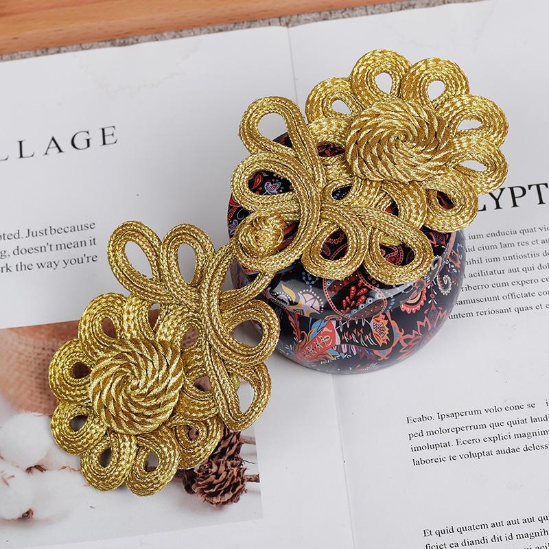 1 Pair New Fashion Handmade Gold Silk Gold Black Buttons DIY High Quality Coat Dress Suit Decoration Buttons