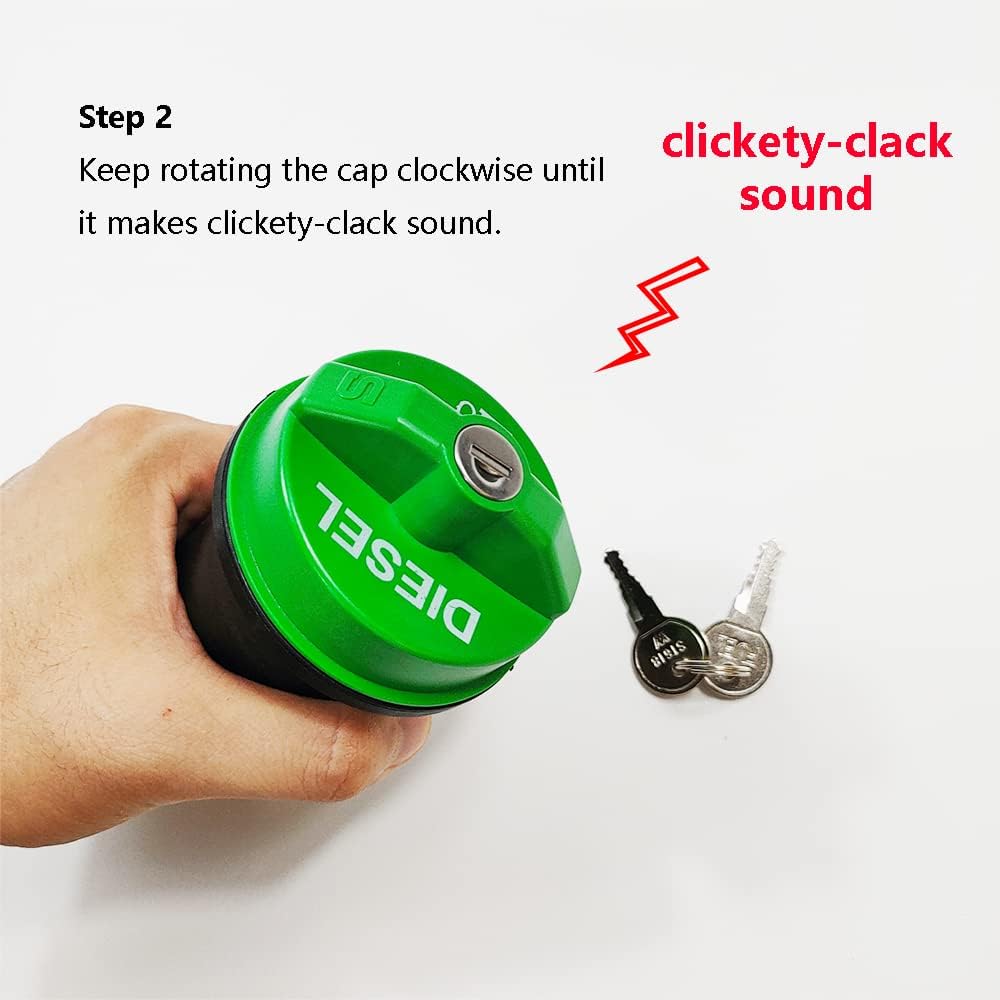 10591D Locking Diesel Fuel Cap Gas Cap Fuel Tank Caps Fit For Chevy Silverado Express C3500 K3500, Dodge Ram 3500 W350 D350, Ford F-250 E-350, GMC