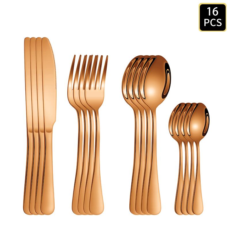4/16/24pcs Stainless Steel Cutlery Knife, Fork and Spoon Set 1010 Round Handle Cutlery Suitable for Wedding Party Hotel