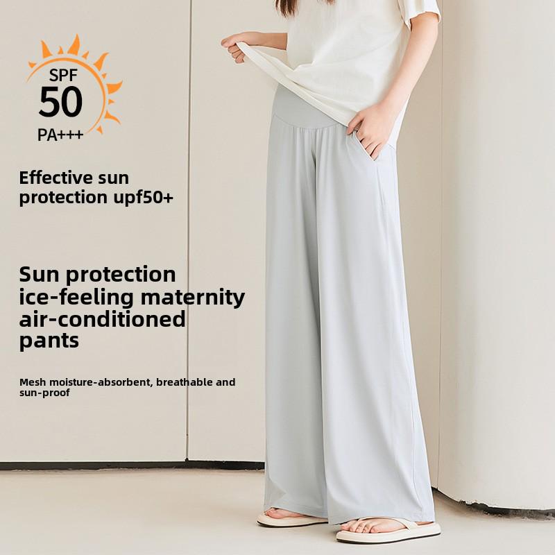 Pupu Maternity Wide-Leg Sun Protection Pants - Spring/Summer Lightweight Loose-Fit Casual Wear