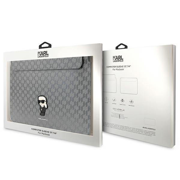 Karl Lagerfeld Sleeve KLCS14SAKHPKG 14" Silver/silver Saffiano Monogram Ikonik