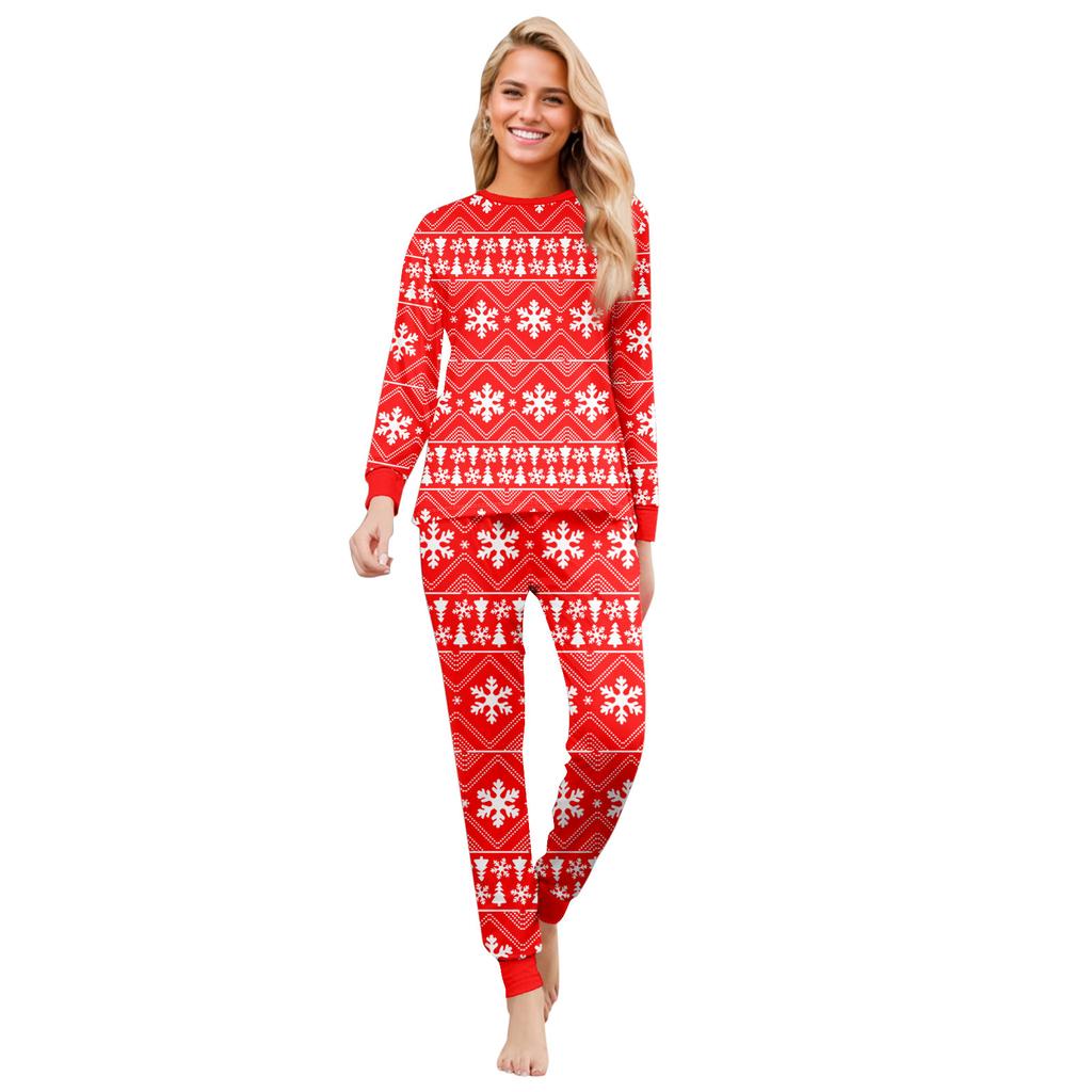 Print Cute Family Set Pajamas, Home Clothes, Family Set Long Sleeve Top Pants Set