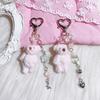 Bead Chain Adorned Bear Keyring Plush Animal Keychain Pendant Handmade Phone Charm Unique Gift for Children and Teens