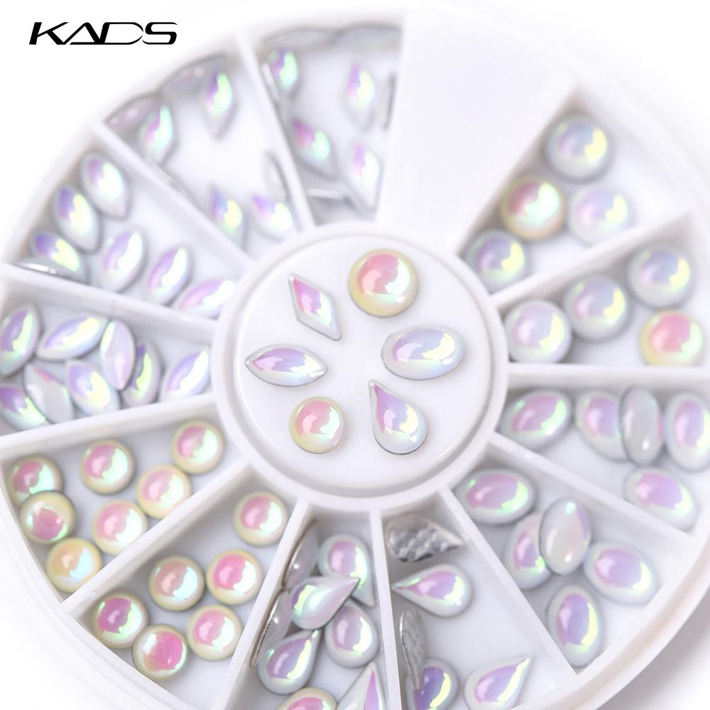 kads Ovals Water Drop 6 Shapes Design Rhinestones White Color Pearl Rhinestone Nail Art Decorations Nail Accessories Nails