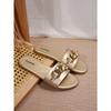 Women's Shoes, Fashionable Slippers for Ladies, Solid-colored Metal Decorations, Square-toed Flat Shoes, Comfortable Solid-colored Simple Slippers