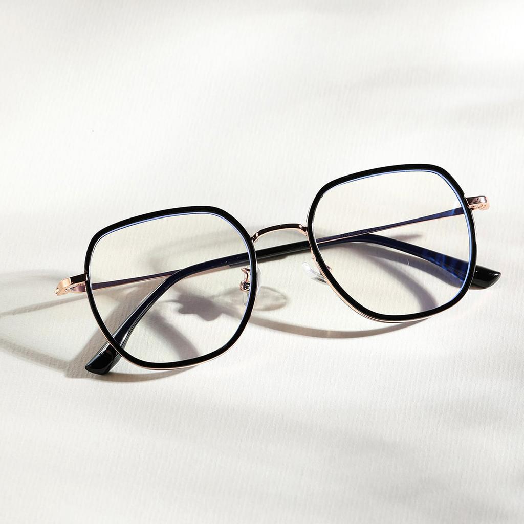 Glasses 82031 Square Polygon Plain Face Thin Retro Flat Mirror