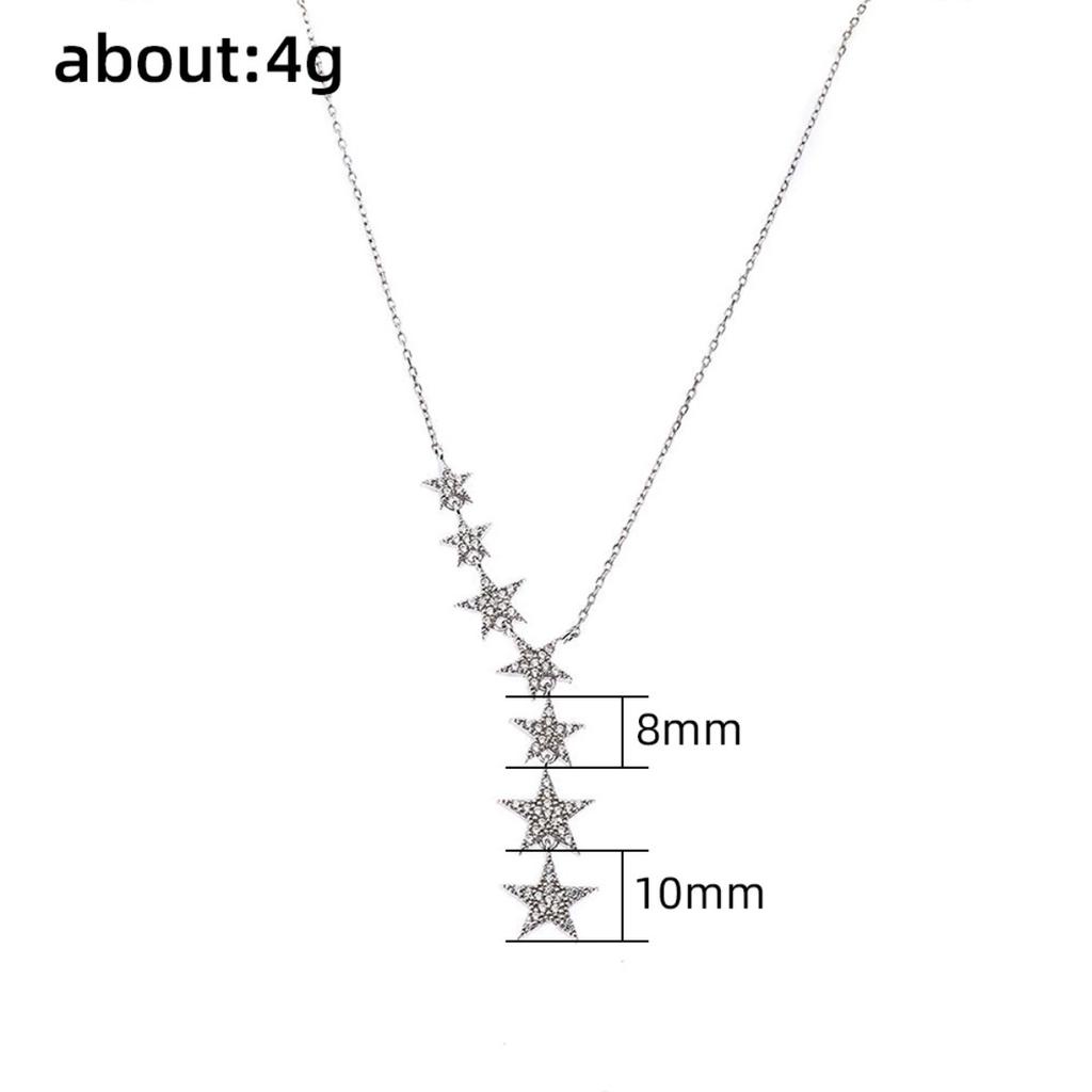 Women Gradient Star Drop Pendant Necklace Delicate Sparkling Lariat Style Chain for Daily and Party Wear