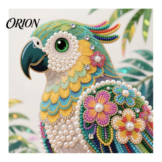 Decorative Tabletop Craft Ornaments Luxury Faux Pearl Rhinestone Painting Kit, 25x25cm DIY Resin Art with Animal Stress Relief Hobbies Floral