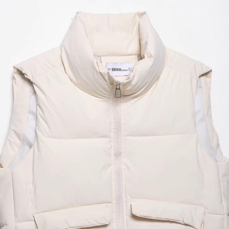 Araltay New Arrival Fashion Style Women's Clothing Fashion All-Match Minimalist Pure Color Sleeveless Turtleneck Cotton-Padded Jacket Vest Coat