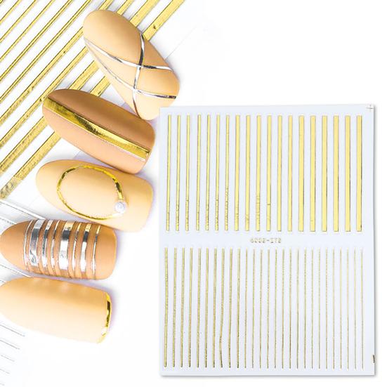 Nail Art Sticker Gold Colour Geometry Shapes PET Material Long-lasting Nail Art Sticker For Salon