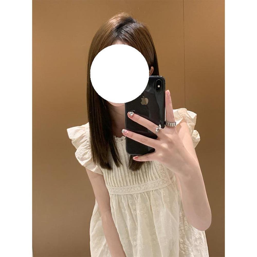 Small flying sleeves doll dress women's summer girl niche new white dress looks thin