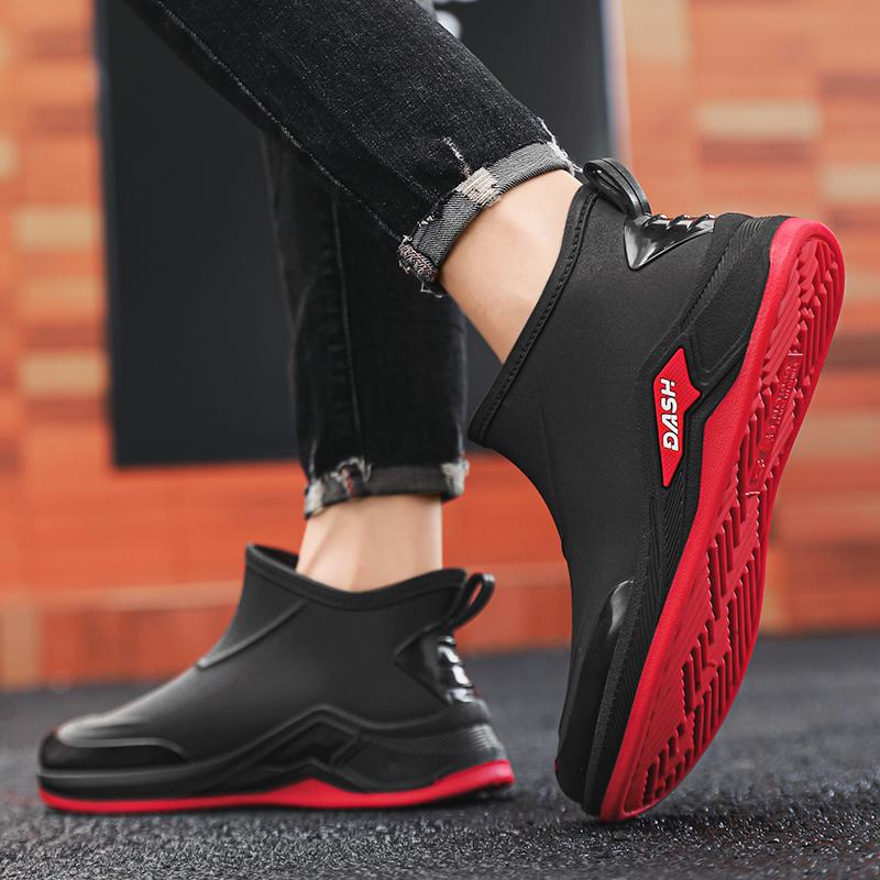 Men's Rain Shoes Fashion Youth Casual Comfort Light Thick Sole Soft Sole Anti Slip Wear-resistant Waterproof Outdoor Rain Boots