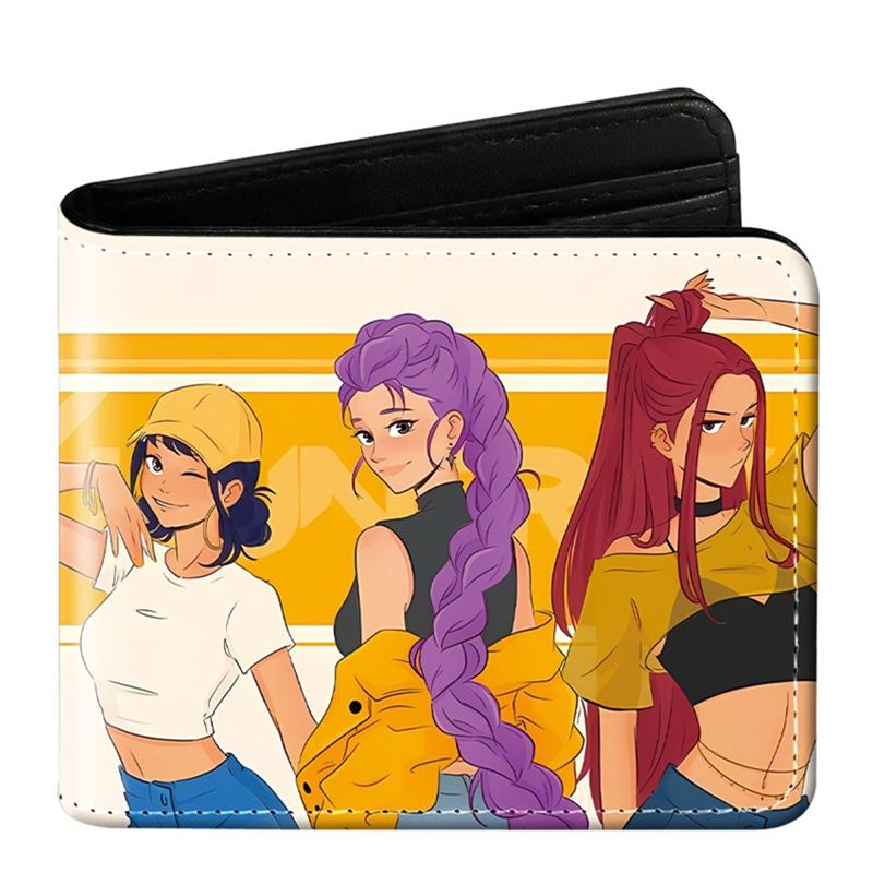 Demon Hunter Pu Anime Cartoon Print Short Wallet Rumi Mira Zoey Saja Storage Bag Birthday Gift