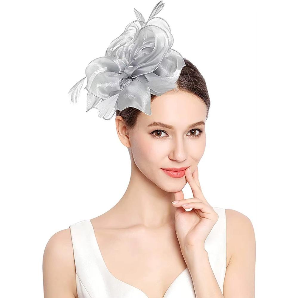 Einfarbiges Federblumen-Netz-Stirnband Blume Feder Haarspange Haarschmuck