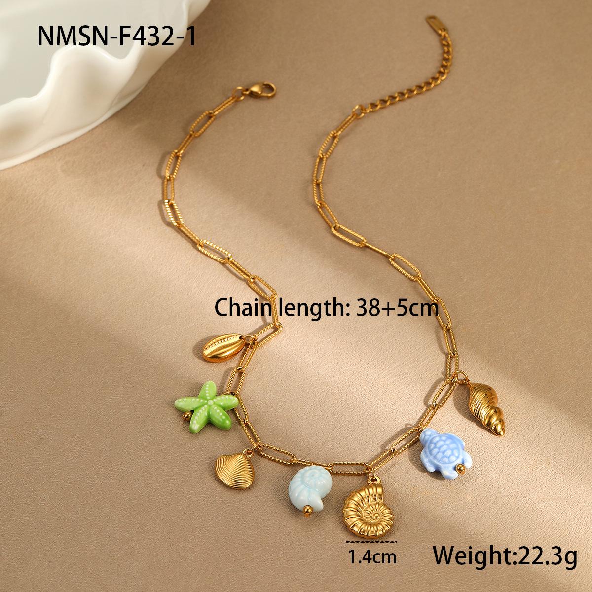 GEMCHIC Women s Ocean Breeze Multi-Pendant Necklace, Colorful Starfish & Shell Charm Chain, Summer Beach Vacation Jewelry 18K