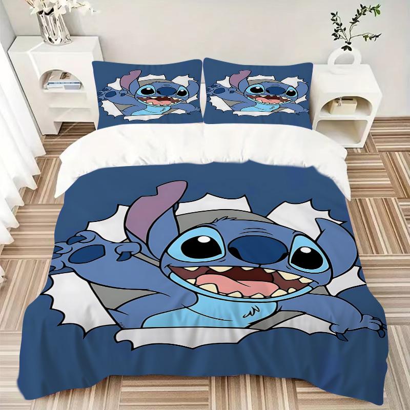 Stitch Through Wall Print 3Pcs Bedding Setduvet Cover With 2 Bedropillowcase Home Birthday Gift
