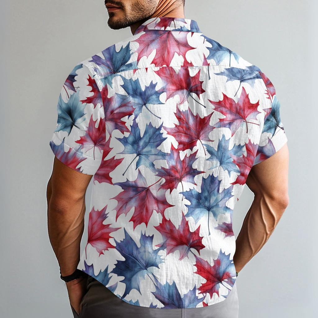 Men's Fashion Casual Loose Hawaiian Print Short-sleeved Shirt