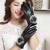 Womens Leather Gloves Winter Lined Fleece Lining Thick Warm Gloves Touchscreen Driving Gloves Winter Cycling Gloves