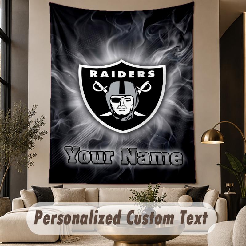 Custom Text Tapestry Las Vegas Raiders Print Wall Tapestry Indoor Living Room Wall Decor