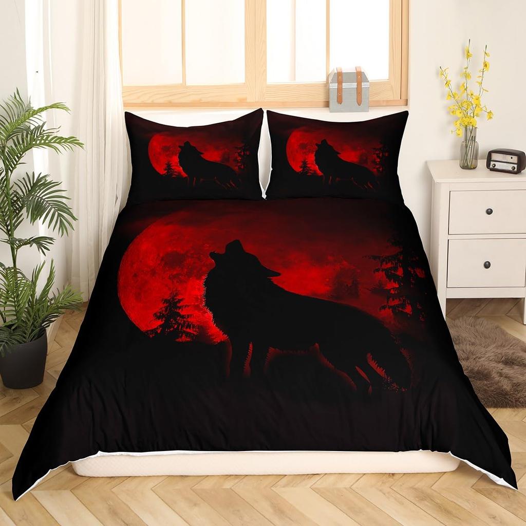Wolf Bedding Sets Twin Queen King Size Wild Animal Theme Duvet Cover Set For Kids Teens Adults Room Decor 2 Pillowcases No Quilt