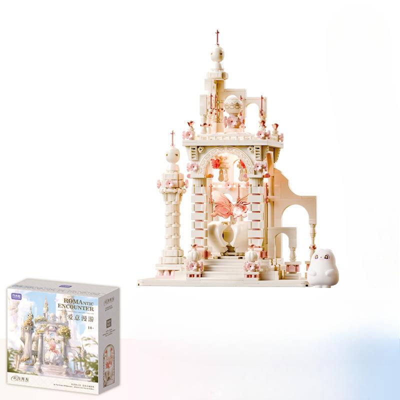 

Романтическая встреча Замковые украшения Декоративные игрушки с микрочастицами Праздничные подарки для девочек :14.5*9.7*22.5cm