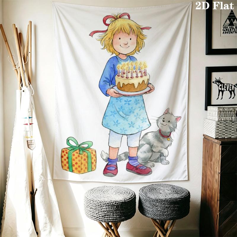 Meine Freundin Conni Wall Tapestry Aesthetic Wall Hanging Printed Fabric Blanket Decorative Tapestries for Bedroom Living Room Home Decor