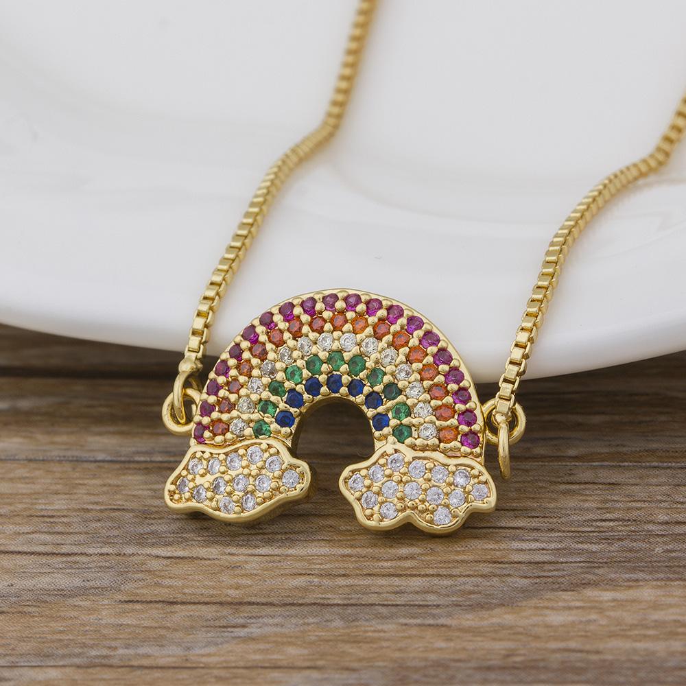 Nidin Moda Collana Arcobaleno Ciondoli Multicolore Gioielli Charms Collana a Catena Lunga Per Donna Bel Regalo per Festa di Compleanno