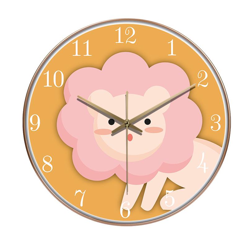 Cartoon Quartz Wall Clock Cute Animals Hanging Wall Clock Living Room Children's Room Kindergarten Decoration Loudspeaker Mute