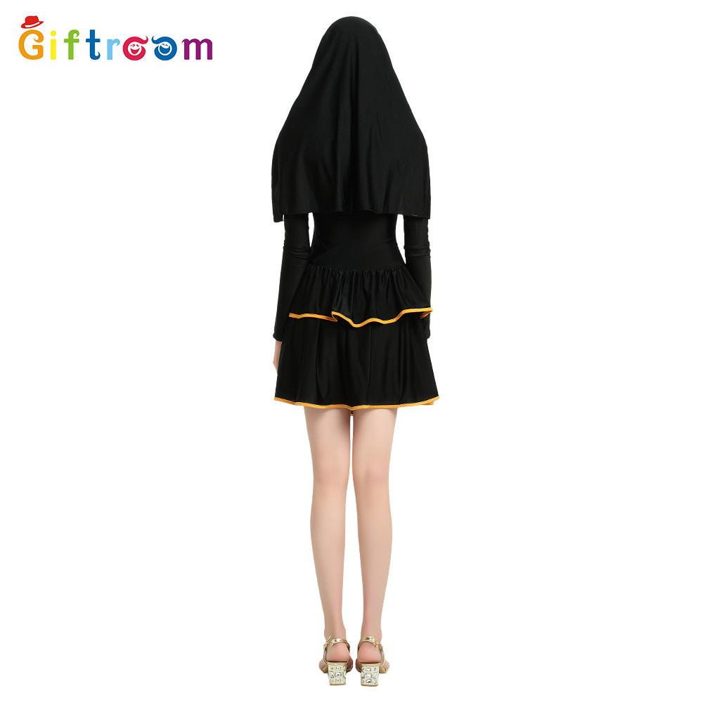 Womens Gorgeous Golden Nun Cosplay Costume Short Skirt Made Of Polyester For Themed Parties