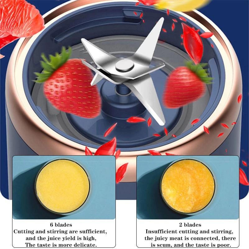 Electric 6 Blades Automatic 400ml Portable Electric Juicer USB Charging Fruit Squeezer Blender Portable