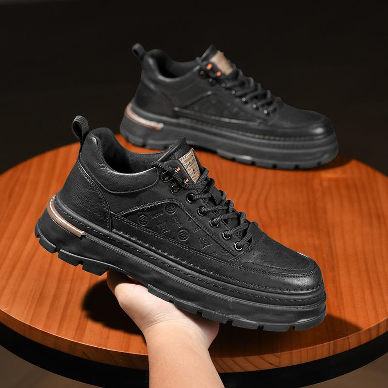 Winter Casual Leather Shoes British Trend Mid-Help Tooling Board Shoes Platform Men'S Martin Boots