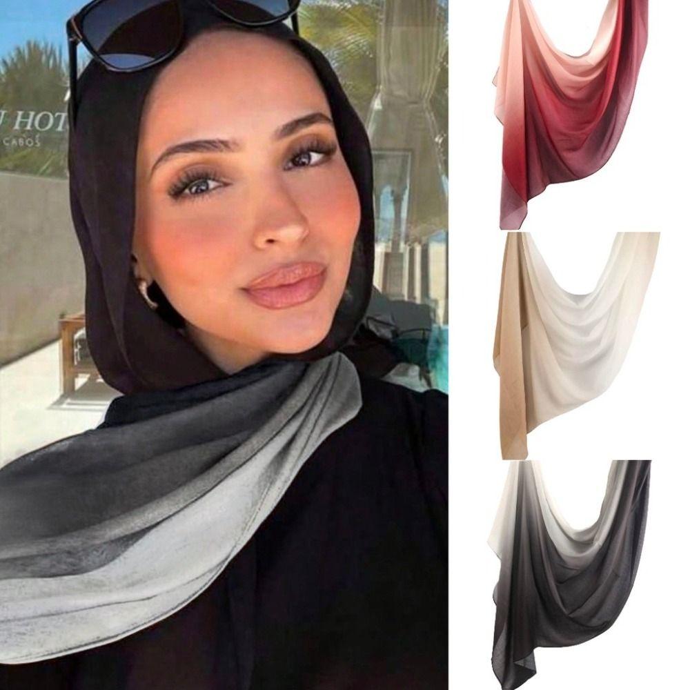 Gradient Color Hijab Scarf Long Wraps Shawl Luxury Islamic Turban  Women