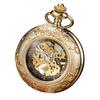 Luxury Retro Golden Hollow Skeleton Mechanical Pocket Watch Mens Fob Chain Steel Exquisite Sculpture Men Pocket Watch Gifts