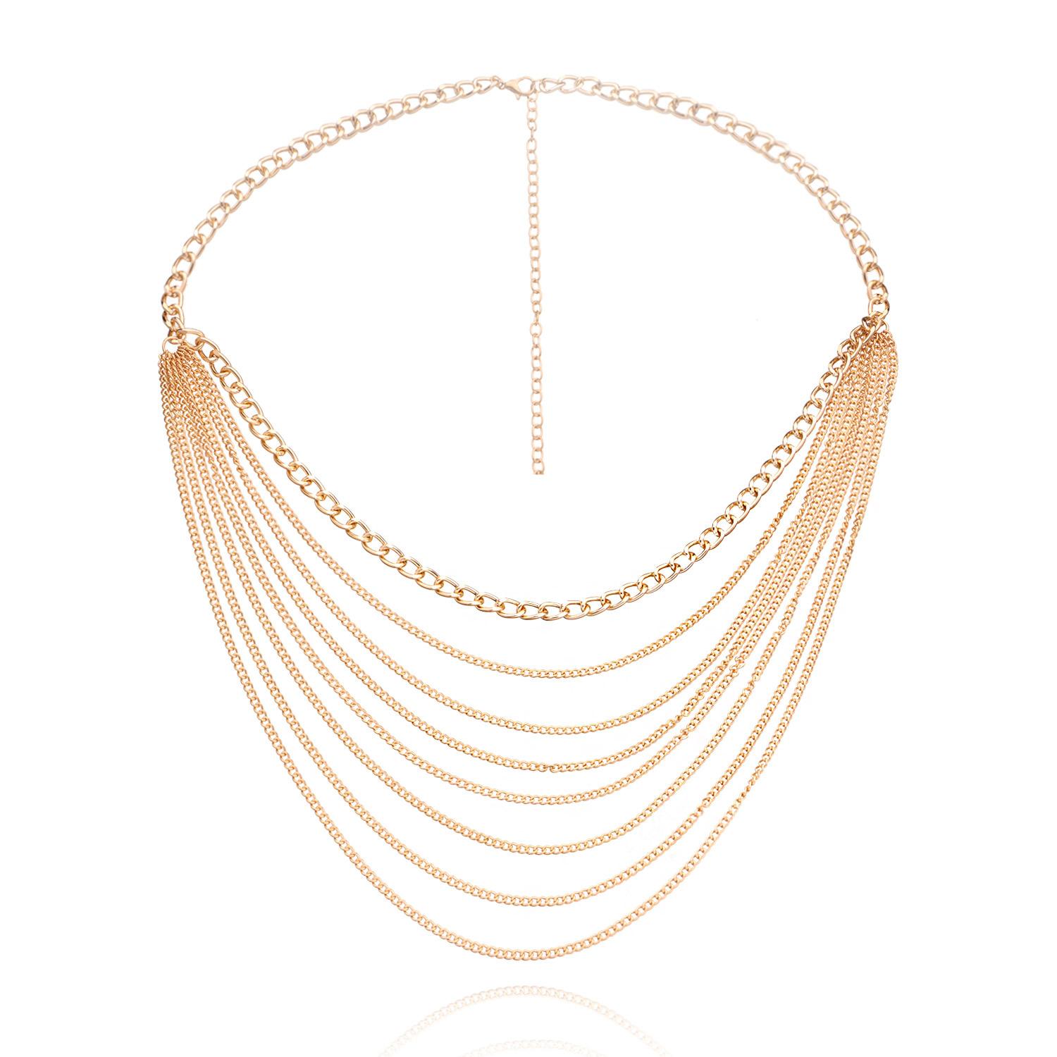 Accessories, new multi-layer chain body chain, retro sexy punk metal waist chain золотой