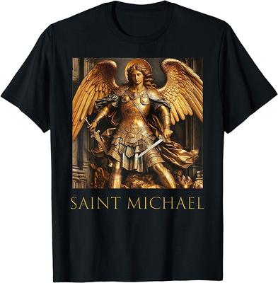 Abbigliamento Unisex MIGLIORE DA COMPRARE Oro Scuro San Michele Arcangelo Idea Regalo T-shirt Cristiana Donna Top Vintage Classici Maglietta