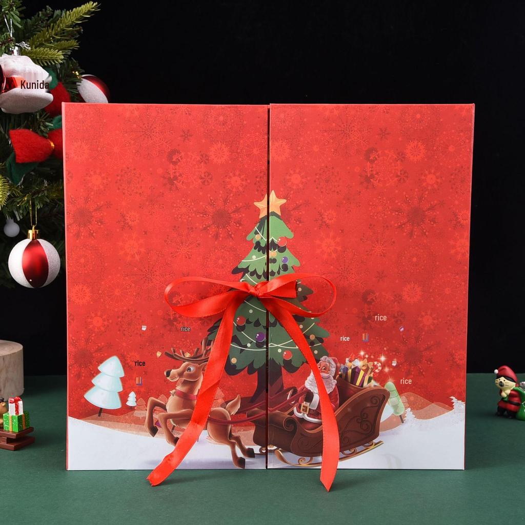 Kreativní skládací dárková krabička adventního kalendáře s dvojitými dvířky