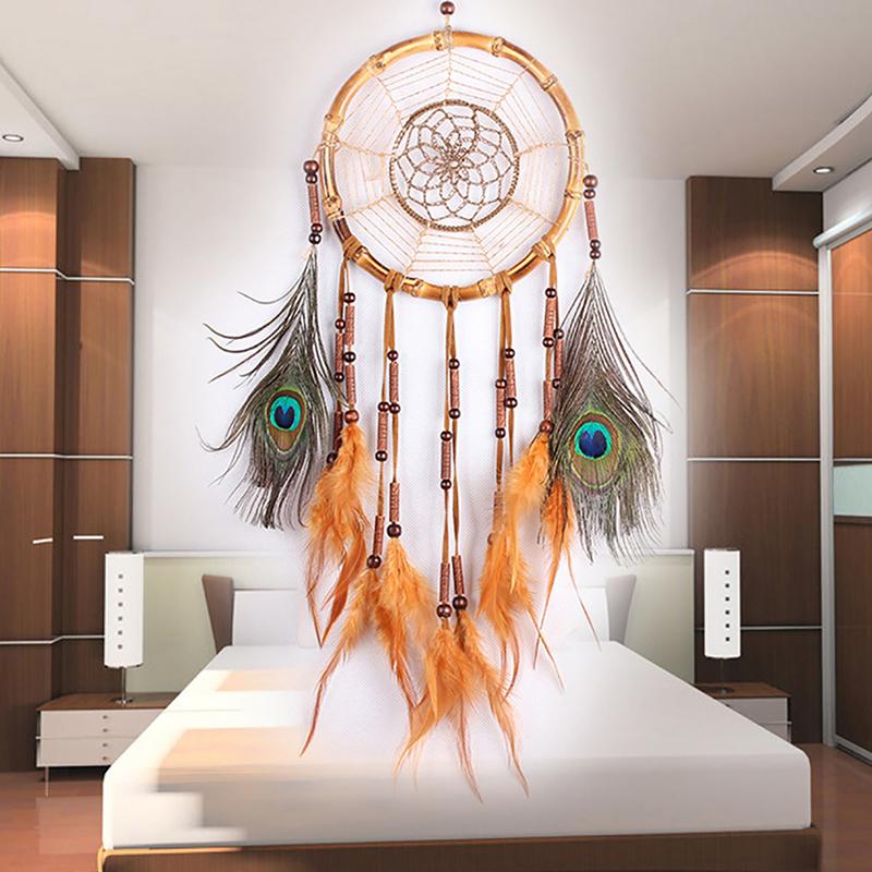 Feather Dream Catcher Wind Chimes Hand-woven Catcher for Girls Boy Kids Bedroom Hanging Ornaments Home Decor Festival Gifts