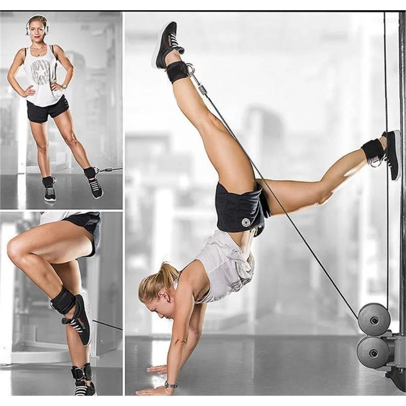D-Ring Ankle Anchor Straps Gym Cable Attachment Thigh Leg Straps Weightlifting Fitness Exercise
