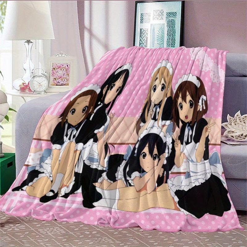 

Cute maid anime pattern Flannel printed blanket suitable for all seasons suitable for living room office sofa and travel 75x100cm