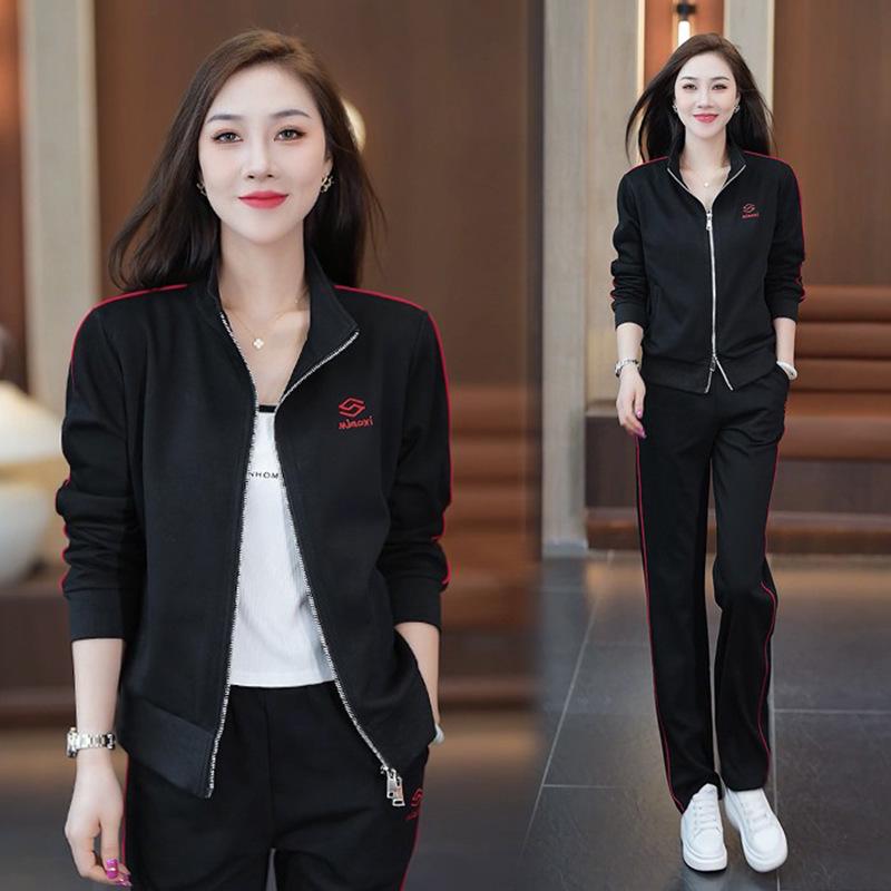 2025 New Korean Style Slimming Two-Piece Casual Sports Suit for Spring and Autumn