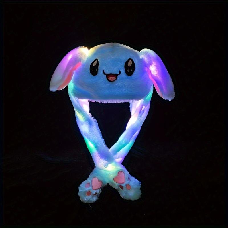 1 x Plush LED Illuminated Rabbit Ears Hat Cute Illuminated Adult Plush Hand Pinch Hat Activity Ears With Earmuffs Hat Gift Party