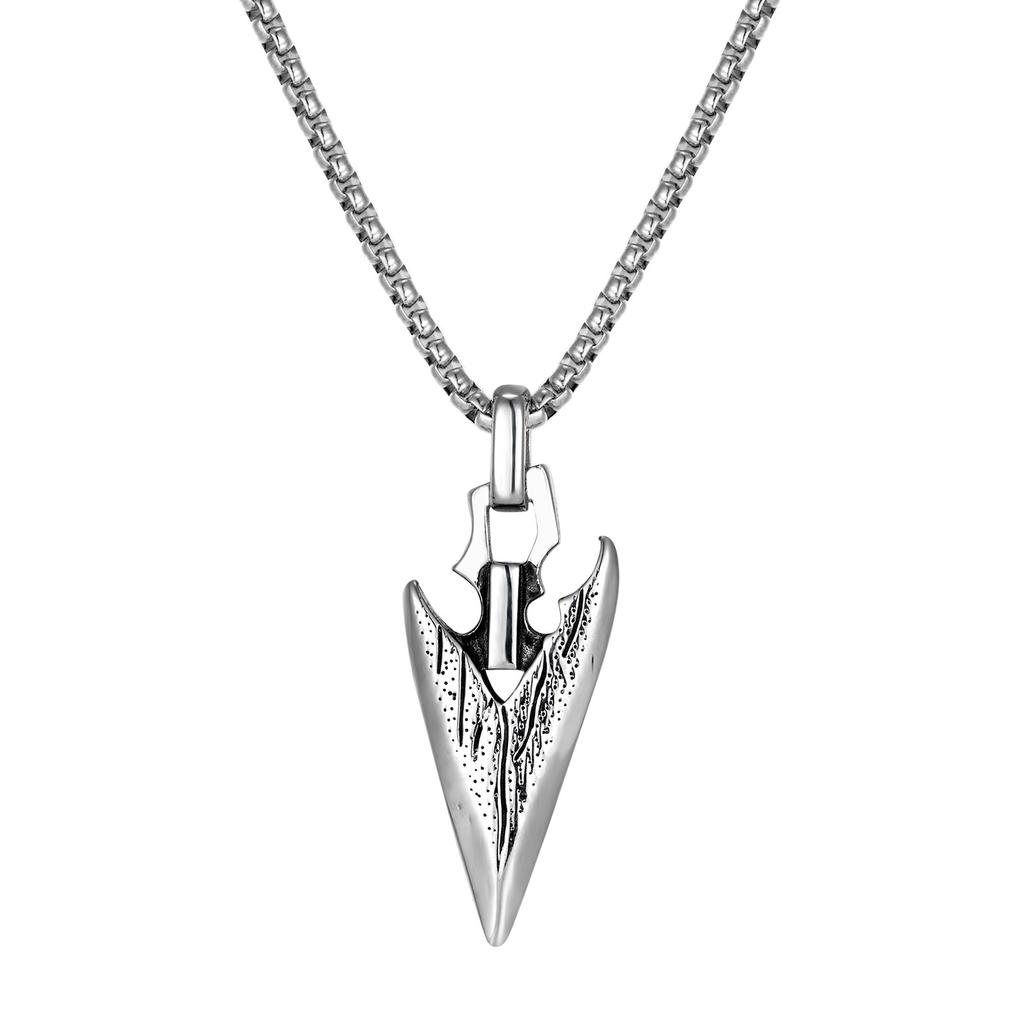 European American Stainless Steel Arrow Pendant Necklace Double Color Hip Hop Style Retro Vintage Texture Men's