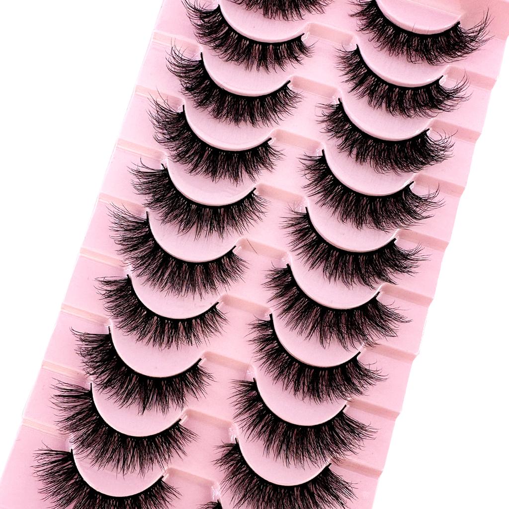 New 10 Pairs Of Natural Full False Eyelashes,Thick Curling Fluffy Eyelashes For Party Use Manga Eyelashes, Travel Essentials